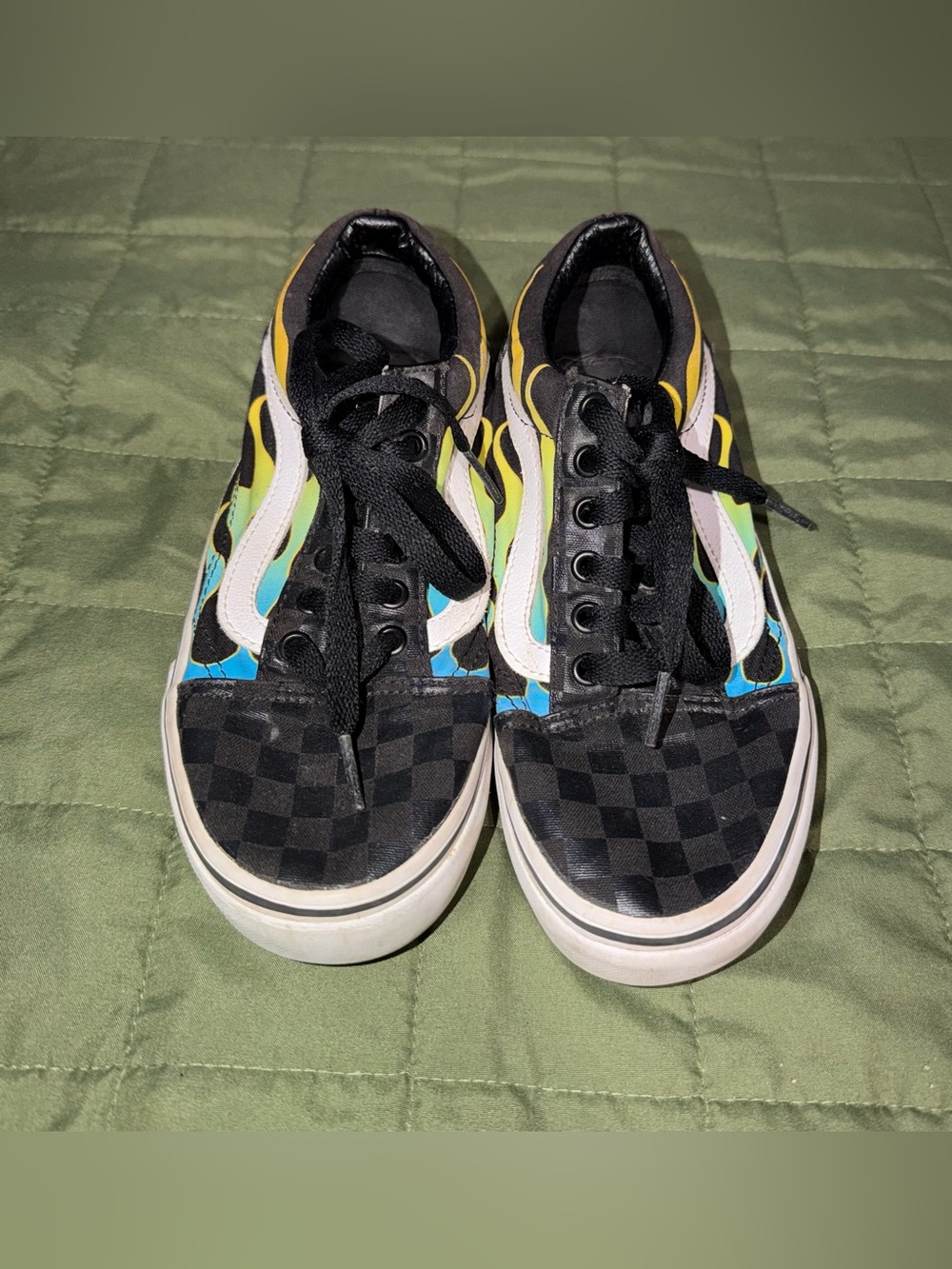 Vans Old Skool-Glow Flame/Check Sneakers Kids Size-2